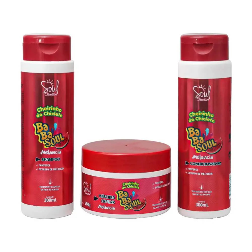 Kit Shampoo, Condicionador e Máscara Capilar Babasoul Melancia™