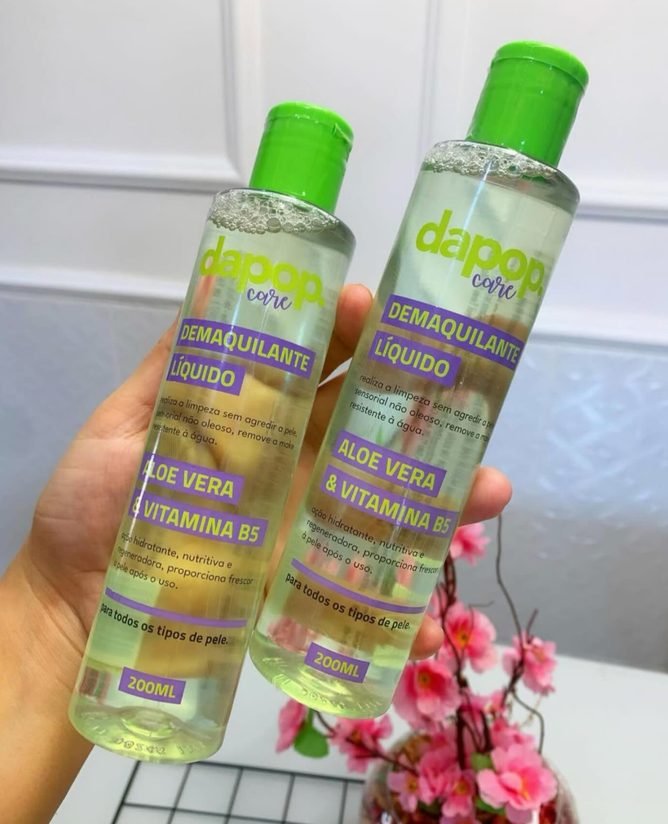 Demaquilante Líquido Dapop Care Aloe Vera, Para Todos os Tipos de Pele™