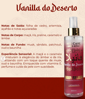 Body Splash Vanilla do Deserto – Miss Rôse™