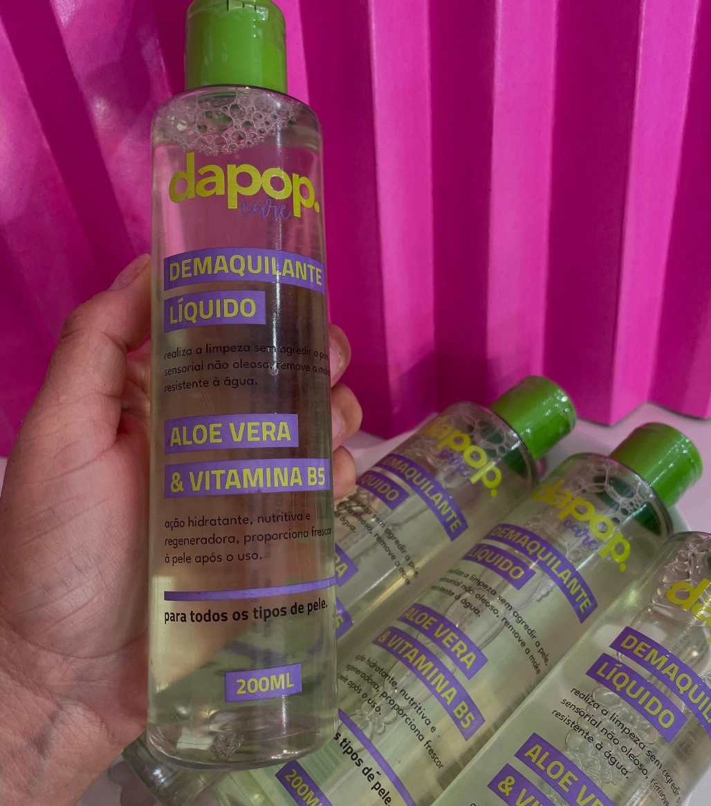 Demaquilante Líquido Dapop Care Aloe Vera, Para Todos os Tipos de Pele™