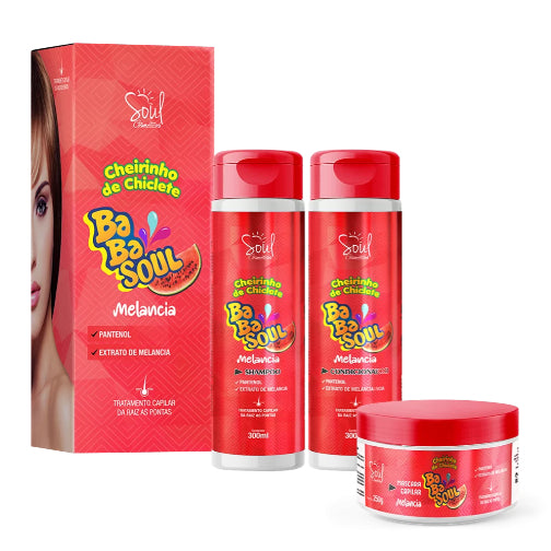 Kit Shampoo, Condicionador e Máscara Capilar Babasoul Melancia™