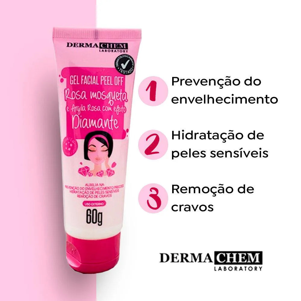 Gel Facial Peel Off Rosa Mosqueta e Argila Rosa™