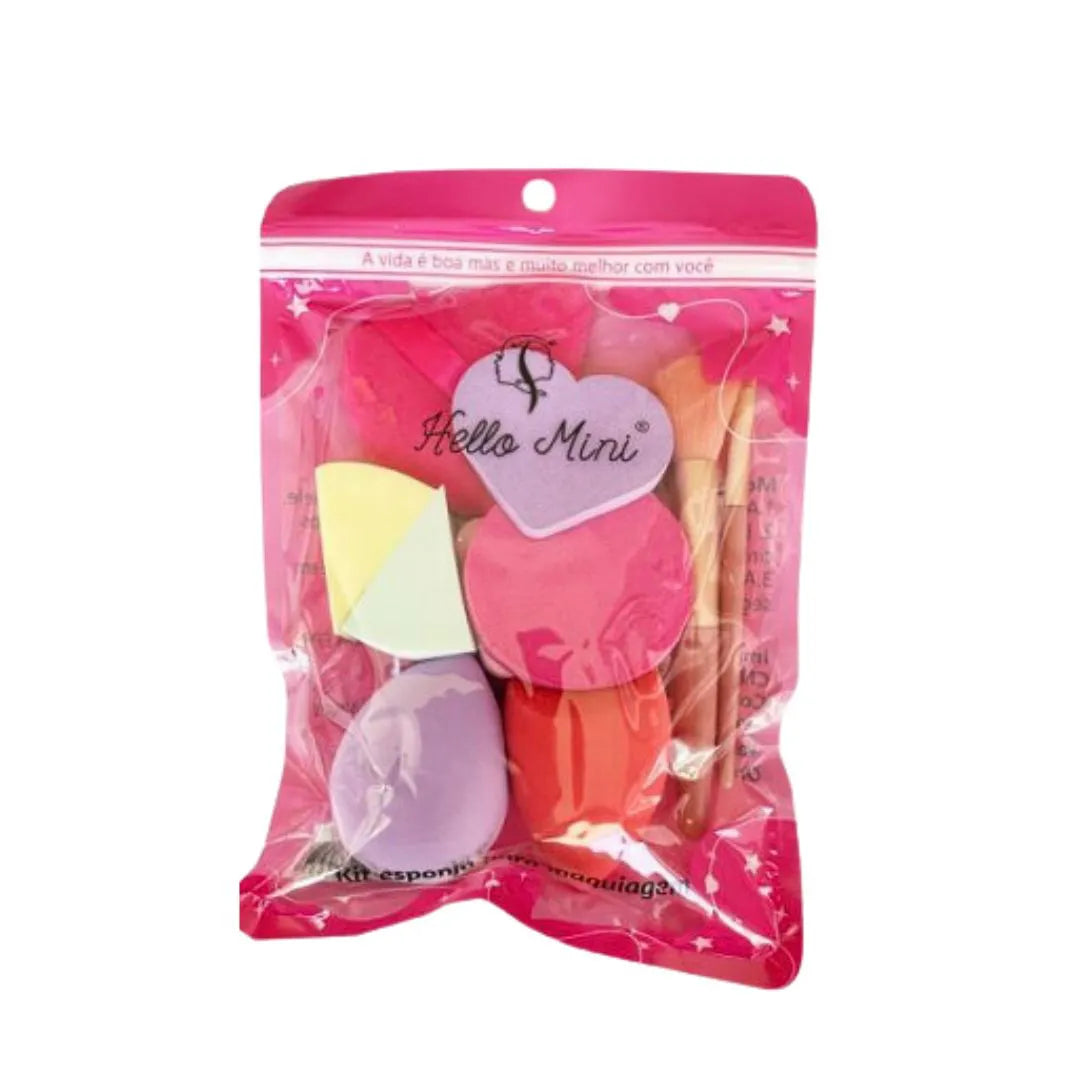 Kit Hello Mini com 9 Esponjas de Maquiagem + 1 Pincel™