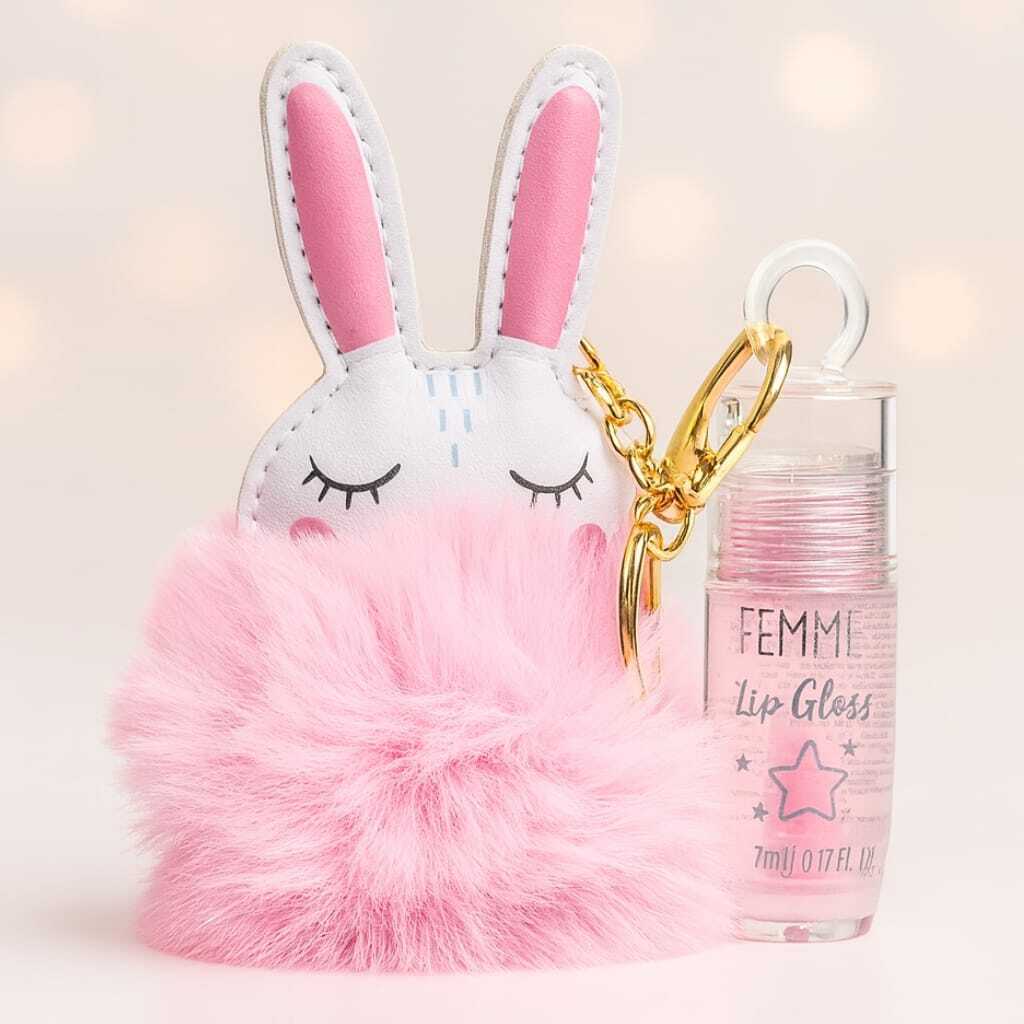 LIP GLOSS MÁGICO, CHAVEIRO COELHO FOFO – FEMME PARIS™